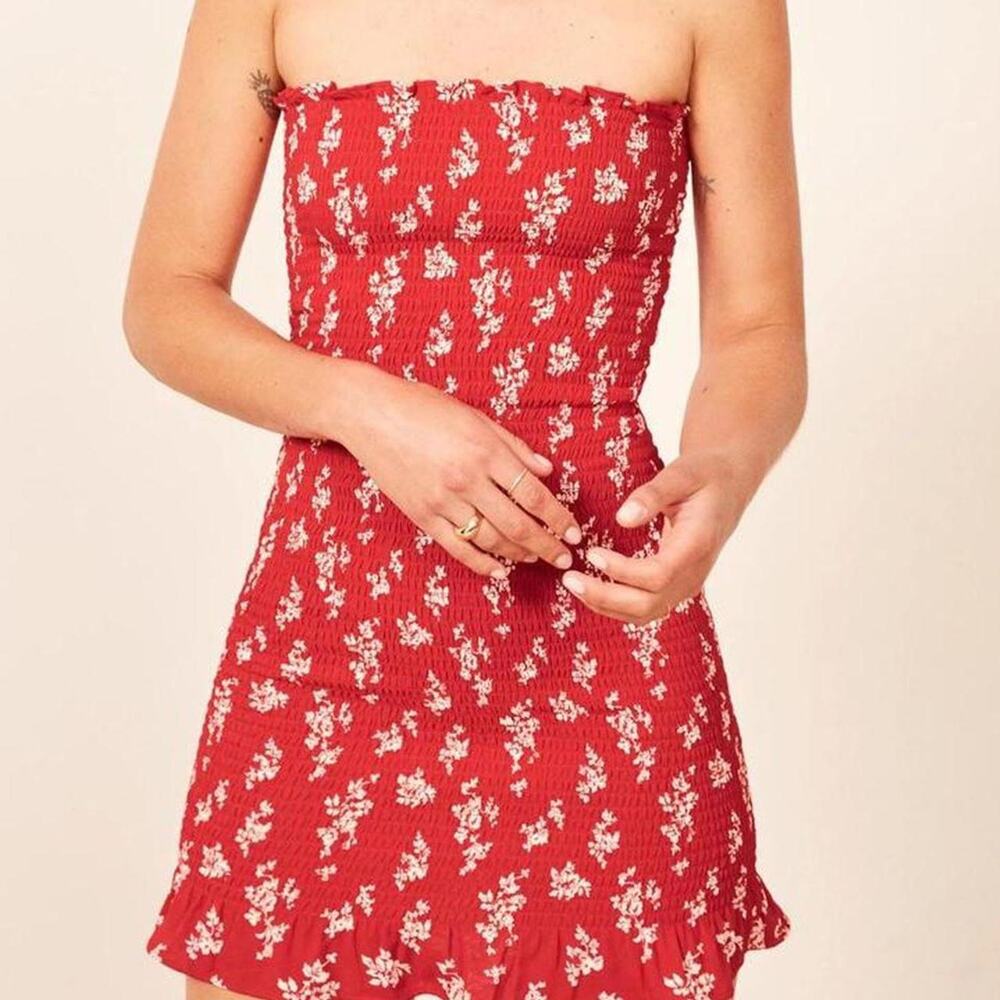 Reformation chantilly strapless mini dress
